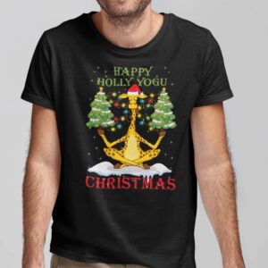Christmas Giraffe T Shirt Happy Holly Yogu Christmas.jpg