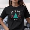 Lets Get Lit Christmas T Shirt Red Buffalo Plaid Reindeer.jpg