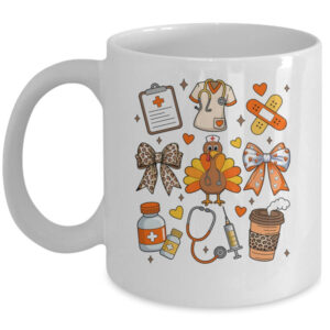 Nurse Thanksgiving Thankful Turkey Healthcare Worker Autumn Mug 11oz Mug White front 600x.jpg