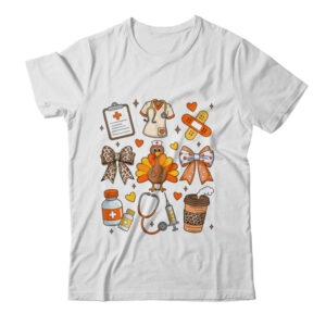 Nurse Thanksgiving Thankful Turkey Healthcare Worker Autumn Shirt Sweatshirt Classic T Shirt White 600x.jpg