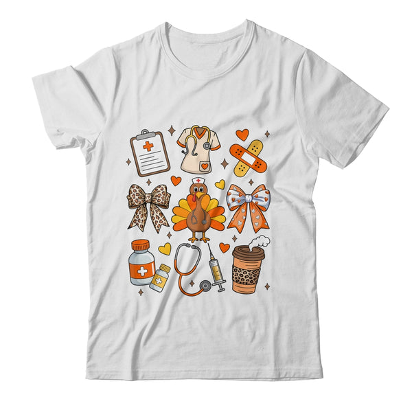 Nurse Thanksgiving Thankful Turkey Healthcare Worker Autumn Shirt Sweatshirt Classic T Shirt White 600x.jpg