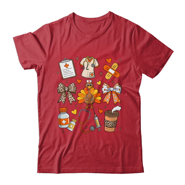 Nurse Thanksgiving Thankful Turkey Healthcare Worker Autumn Shirt Sweatshirt Classic T Shirt Red 600x.jpg