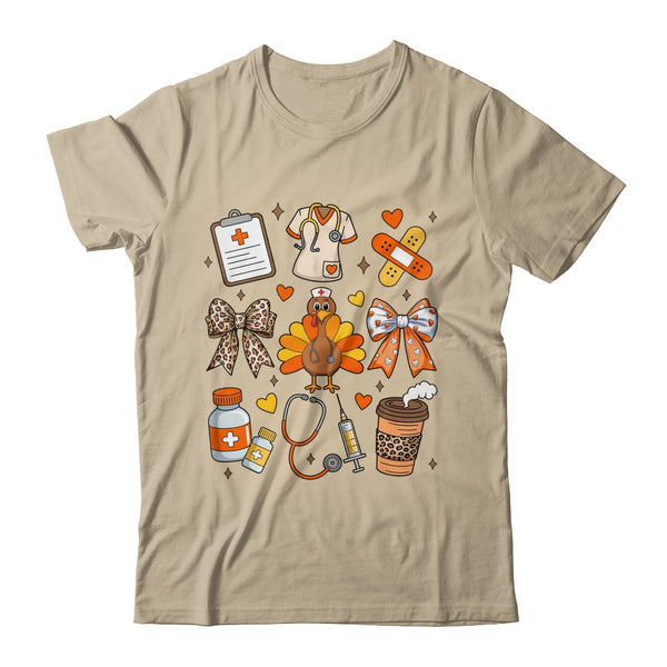 Nurse Thanksgiving Thankful Turkey Healthcare Worker Autumn Shirt Sweatshirt Classic T Shirt Sand 600x.jpg