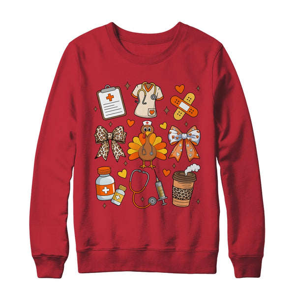 Nurse Thanksgiving Thankful Turkey Healthcare Worker Autumn Shirt Sweatshirt Crewneck Sweatshirt Red 600x.jpg