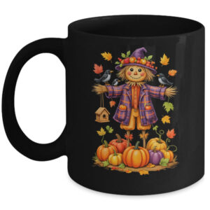 Scarecrow Autumn Harvest Fall Season Pumpkin Thanksgiving Mug 11oz Mug Black front 600x.jpg