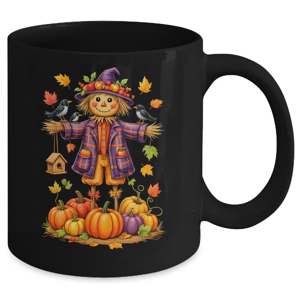 Scarecrow Autumn Harvest Fall Season Pumpkin Thanksgiving Mug 11oz Mug Black back 600x.jpg