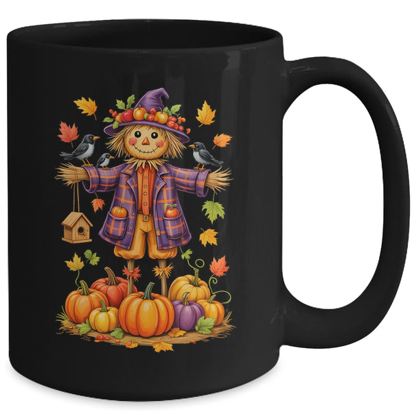 Scarecrow Autumn Harvest Fall Season Pumpkin Thanksgiving Mug 15oz Mug Black back 600x.jpg