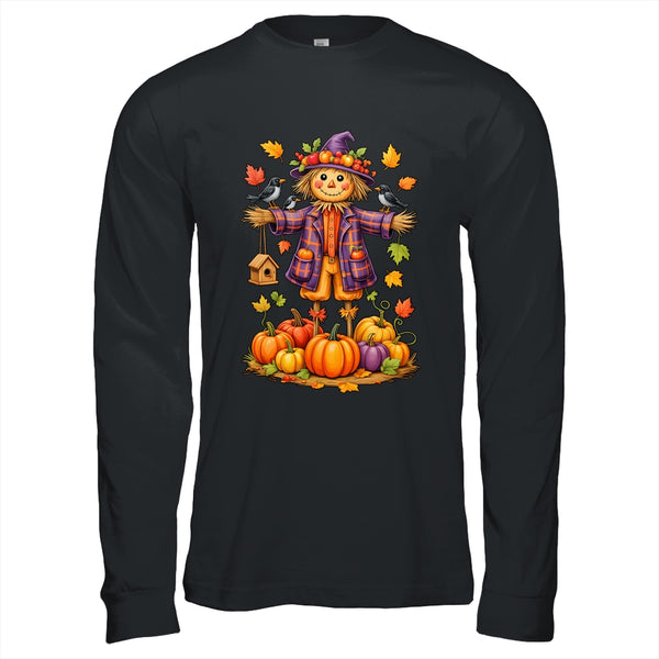 Scarecrow Autumn Harvest Fall Season Pumpkin Thanksgiving Shirt Hoodie Long Sleeve T Shirt Black 600x.jpg