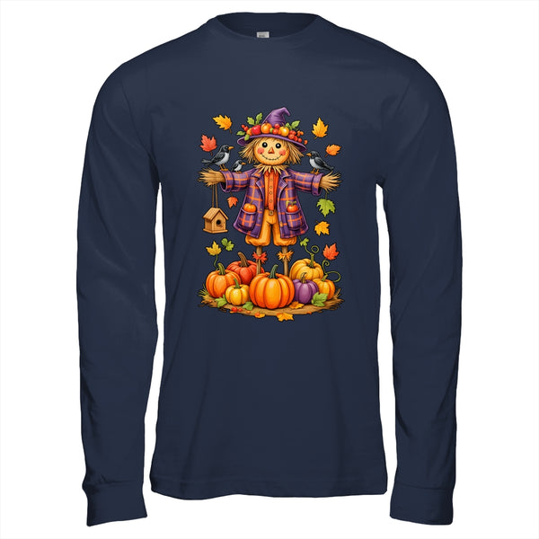 Scarecrow Autumn Harvest Fall Season Pumpkin Thanksgiving Shirt Hoodie Long Sleeve T Shirt Navy 600x.jpg