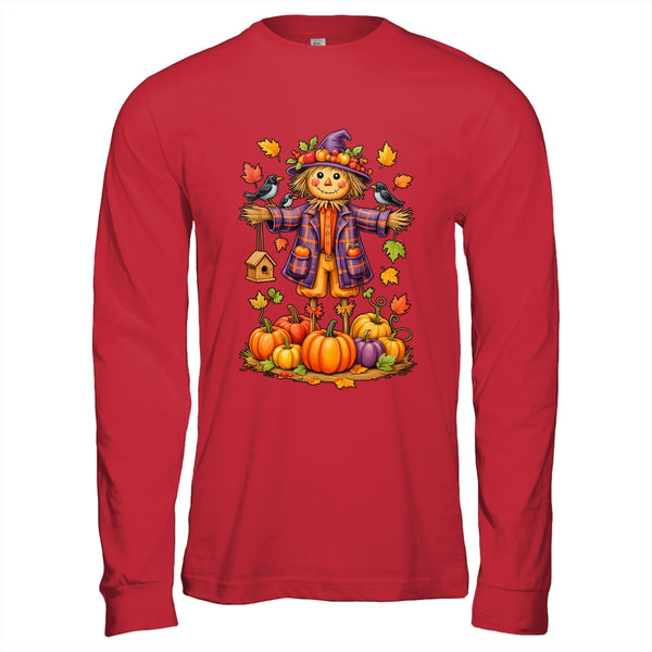 Scarecrow Autumn Harvest Fall Season Pumpkin Thanksgiving Shirt Hoodie Long Sleeve T Shirt Red 600x.jpg
