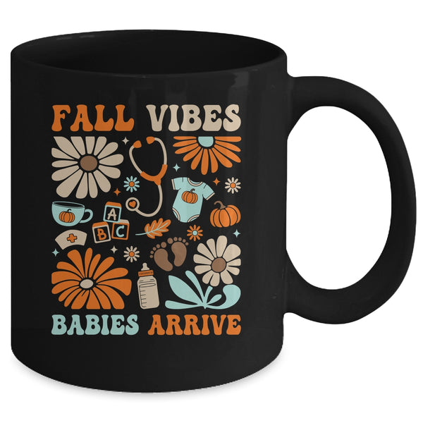 Labor Delivery Nurse Boho Floral Autumn Stethoscope Fall Mug 11oz Mug Black back 600x.jpg