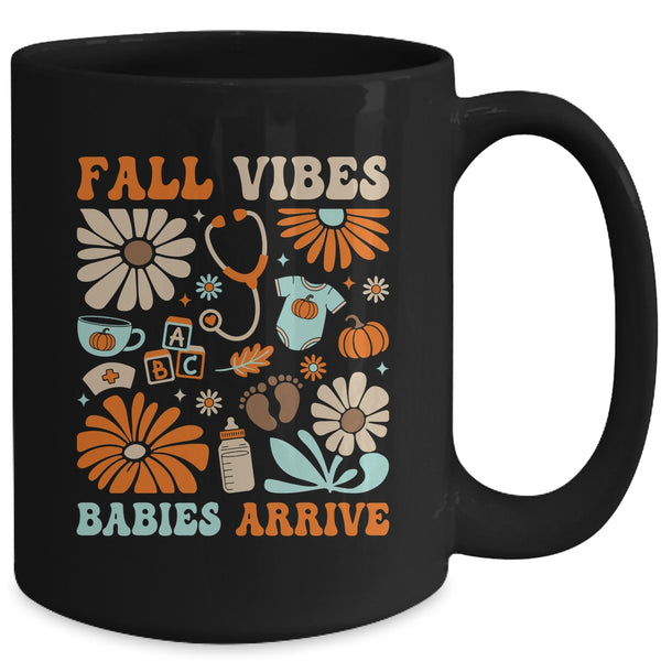 Labor Delivery Nurse Boho Floral Autumn Stethoscope Fall Mug 15oz Mug Black back 600x.jpg