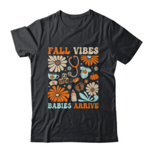 Labor Delivery Nurse Boho Floral Autumn Stethoscope Fall Shirt Sweatshirt Classic T Shirt Black 600x.jpg