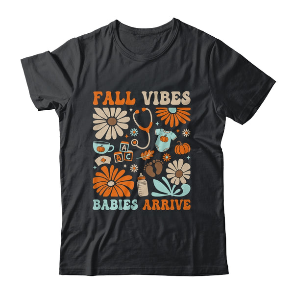 Labor Delivery Nurse Boho Floral Autumn Stethoscope Fall Shirt Sweatshirt Classic T Shirt Black 600x.jpg