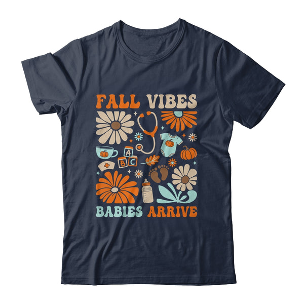 Labor Delivery Nurse Boho Floral Autumn Stethoscope Fall Shirt Sweatshirt Classic T Shirt Navy 600x.jpg