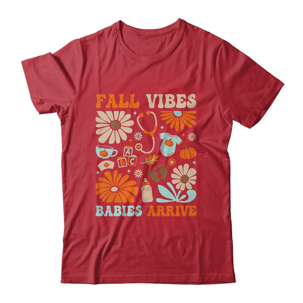 Labor Delivery Nurse Boho Floral Autumn Stethoscope Fall Shirt Sweatshirt Classic T Shirt Red 600x.jpg