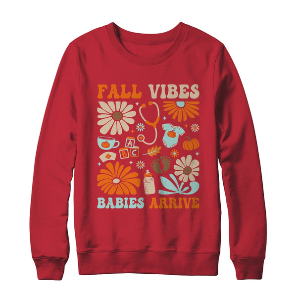 Labor Delivery Nurse Boho Floral Autumn Stethoscope Fall Shirt Sweatshirt Crewneck Sweatshirt Red 600x.jpg