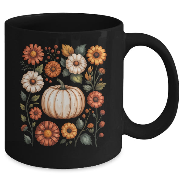 Pumpkin Season Wildflower Thanksgiving Autumn Fall Leaves Mug 11oz Mug Black back 600x.jpg