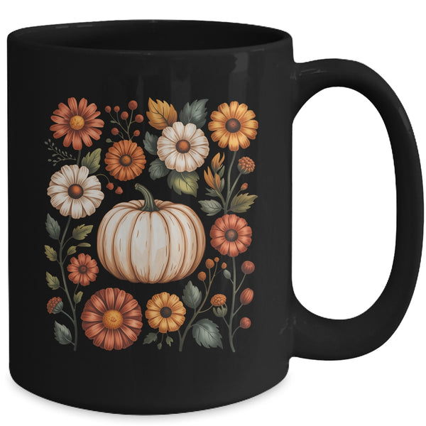 Pumpkin Season Wildflower Thanksgiving Autumn Fall Leaves Mug 15oz Mug Black back 600x.jpg