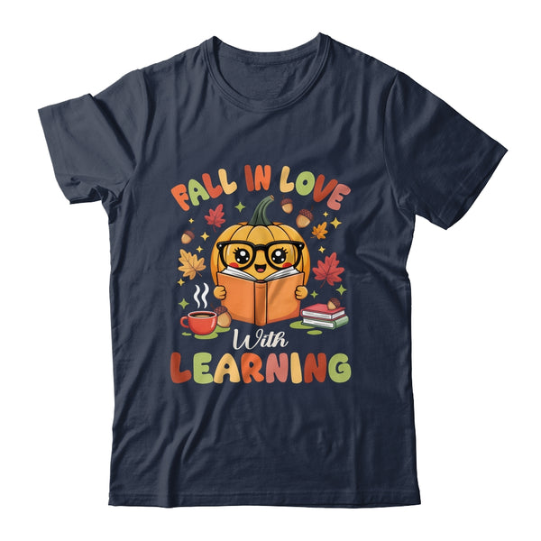 Fall In Love With Learning Autum Thanksgiving Teacher Women Shirt Sweatshirt Classic T Shirt Navy 600x.jpg