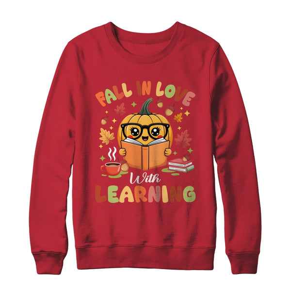Fall In Love With Learning Autum Thanksgiving Teacher Women Shirt Sweatshirt Crewneck Sweatshirt Red 600x.jpg