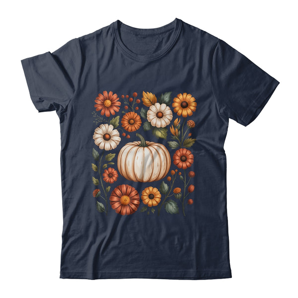 Pumpkin Season Wildflower Thanksgiving Autumn Fall Leaves Shirt Sweatshirt Classic T Shirt Navy 600x.jpg