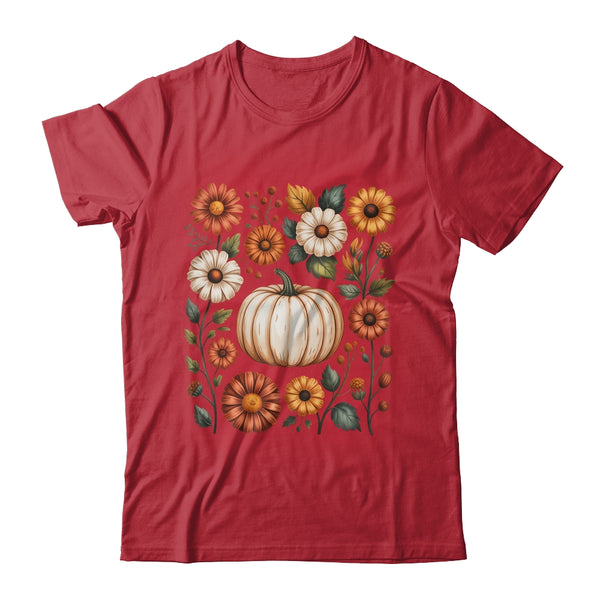 Pumpkin Season Wildflower Thanksgiving Autumn Fall Leaves Shirt Sweatshirt Classic T Shirt Red 600x.jpg