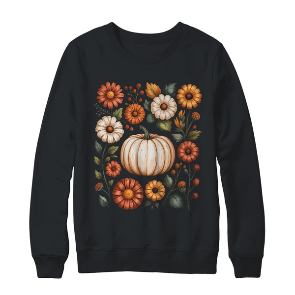 Pumpkin Season Wildflower Thanksgiving Autumn Fall Leaves Shirt Sweatshirt Crewneck Sweatshirt Black 600x.jpg