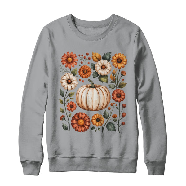 Pumpkin Season Wildflower Thanksgiving Autumn Fall Leaves Shirt Sweatshirt Crewneck Sweatshirt Sport Grey 600x.jpg