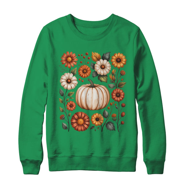 Pumpkin Season Wildflower Thanksgiving Autumn Fall Leaves Shirt Sweatshirt Crewneck Sweatshirt Irish Green 600x.jpg