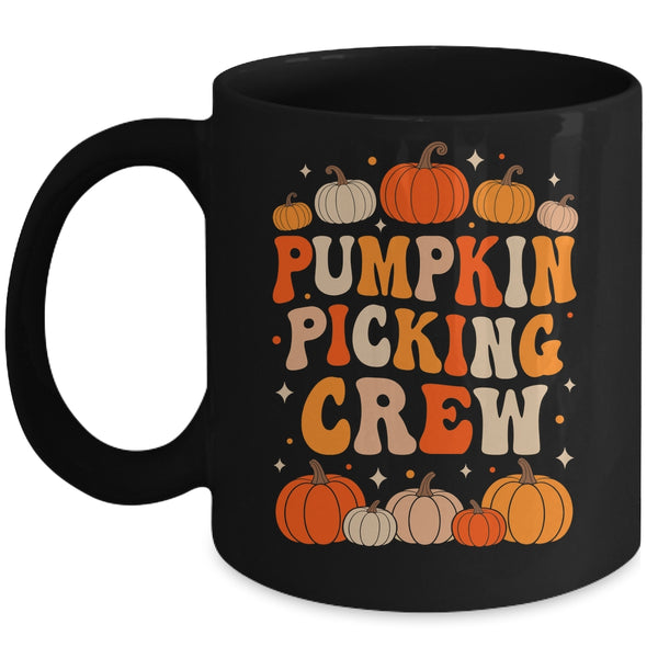 Groovy Pumpkin Picking Crew Matching Family Group Autumn Mug 11oz Mug Black front 600x.jpg