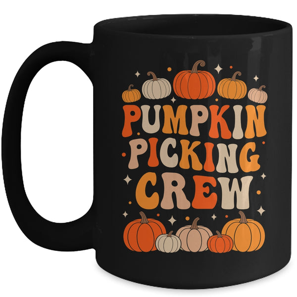 Groovy Pumpkin Picking Crew Matching Family Group Autumn Mug 15oz Mug Black front 600x.jpg