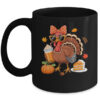 Turkey Drinking Coffee Bow Thanksgiving Womens Turkey Day Mug 11oz Mug Black front 600x.jpg