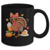 Turkey Drinking Coffee Bow Thanksgiving Womens Turkey Day Mug 11oz Mug Black back 600x.jpg