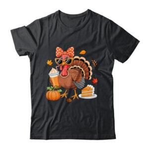 Turkey Drinking Coffee Bow Thanksgiving Womens Turkey Day Shirt Sweatshirt Classic T Shirt Black 600x.jpg