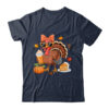 Turkey Drinking Coffee Bow Thanksgiving Womens Turkey Day Shirt Sweatshirt Classic T Shirt Navy 600x.jpg
