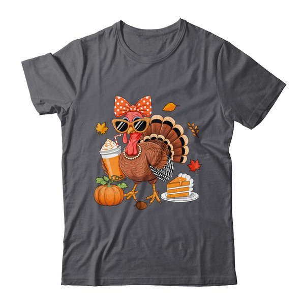 Turkey Drinking Coffee Bow Thanksgiving Womens Turkey Day Shirt Sweatshirt Classic T Shirt Dark Heather 600x.jpg