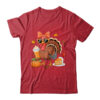Turkey Drinking Coffee Bow Thanksgiving Womens Turkey Day Shirt Sweatshirt Classic T Shirt Red 600x.jpg