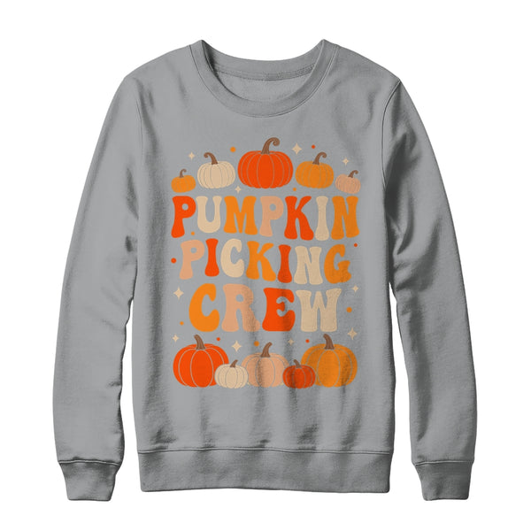 Groovy Pumpkin Picking Crew Matching Family Group Autumn Shirt Sweatshirt Crewneck Sweatshirt Sport Grey 600x.jpg