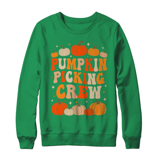 Groovy Pumpkin Picking Crew Matching Family Group Autumn Shirt Sweatshirt Crewneck Sweatshirt Irish Green 600x.jpg