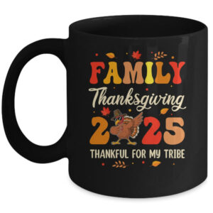 Family Thanksgiving 2025 Crew Dabbing Turkey Group Matching Mug 11oz Mug Black front 600x.jpg