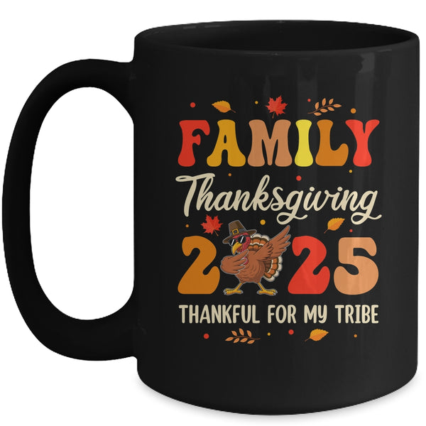 Family Thanksgiving 2025 Crew Dabbing Turkey Group Matching Mug 15oz Mug Black front 600x.jpg