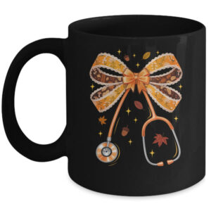 Retro Pumpkin Nurse Life Stethoscope Fall Autumn Coquette Bow Nurse Mug 11oz Mug Black front 600x.jpg
