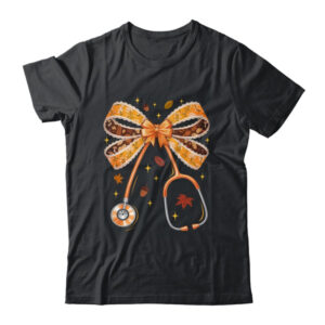 Retro Pumpkin Nurse Life Stethoscope Fall Autumn Coquette Bow Nurse Shirt Sweatshirt Classic T Shirt Black 600x.jpg