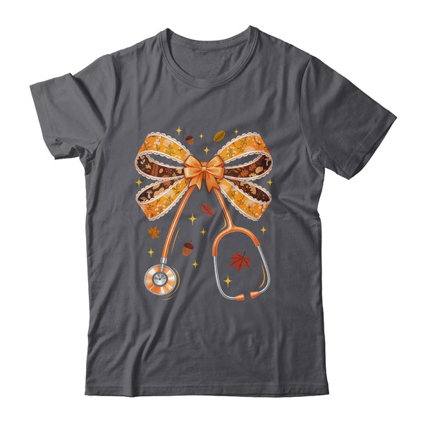Retro Pumpkin Nurse Life Stethoscope Fall Autumn Coquette Bow Nurse Shirt Sweatshirt Classic T Shirt Dark Heather 600x.jpg