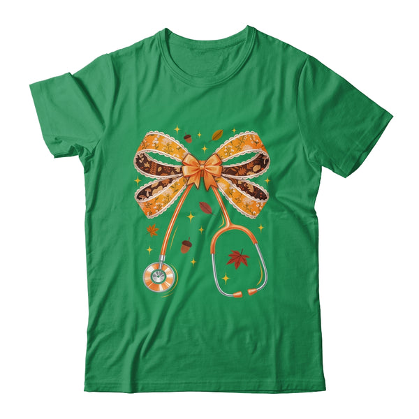 Retro Pumpkin Nurse Life Stethoscope Fall Autumn Coquette Bow Nurse Shirt Sweatshirt Classic T Shirt Irish Green 600x.jpg
