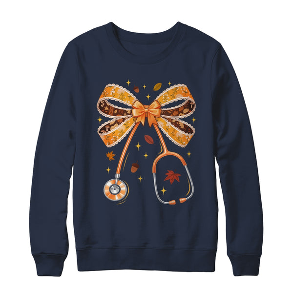 Retro Pumpkin Nurse Life Stethoscope Fall Autumn Coquette Bow Nurse Shirt Sweatshirt Crewneck Sweatshirt Navy 600x.jpg