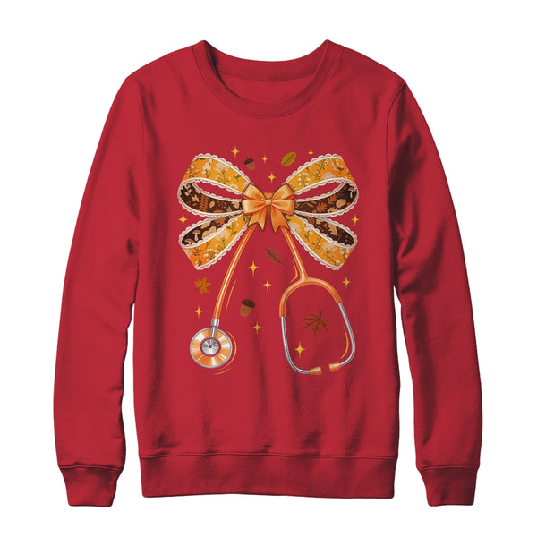 Retro Pumpkin Nurse Life Stethoscope Fall Autumn Coquette Bow Nurse Shirt Sweatshirt Crewneck Sweatshirt Red 600x.jpg