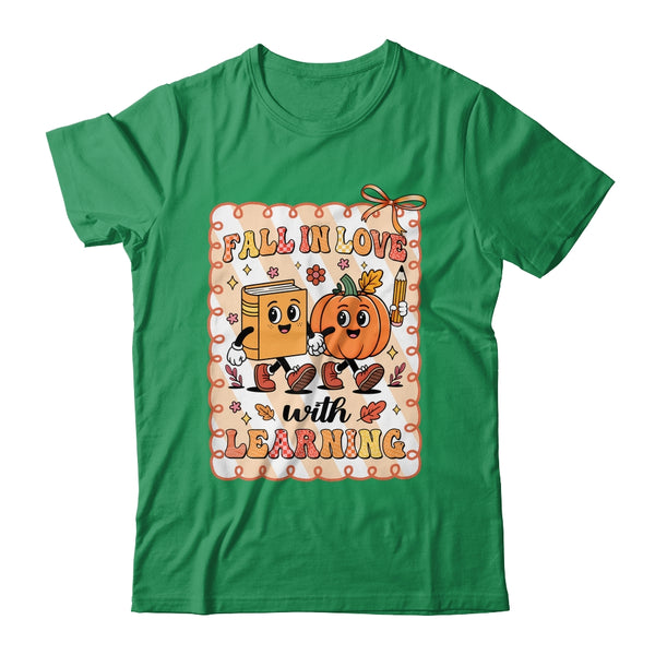 Pumpkin Teacher Preppy Fall In Love With Learning Autumn Shirt Sweatshirt Classic T Shirt Irish Green 600x.jpg