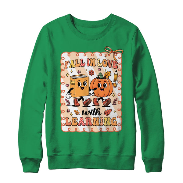 Pumpkin Teacher Preppy Fall In Love With Learning Autumn Shirt Sweatshirt Crewneck Sweatshirt Irish Green 600x.jpg
